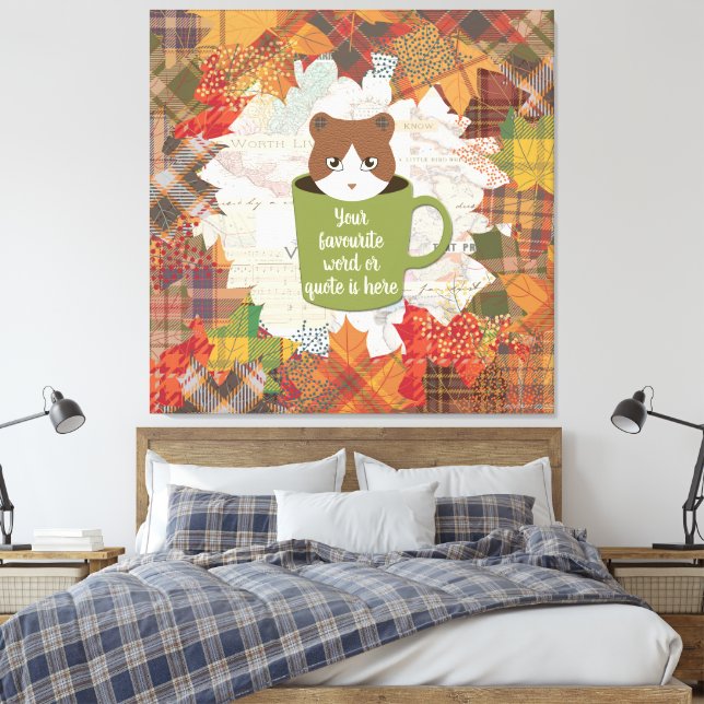 Fall Break Cat Stretched Canvas Print (Insitu(Bedroom))