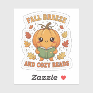 Fall Breeze and Cozy Reads Sticker – Cute Pumpkin 