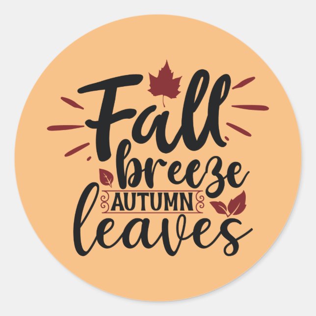Fall breeze Autumn leaves  Classic Round Sticker (Front)