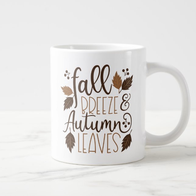 Fall Breeze Autumn Leaves Large Coffee Mug (Right)