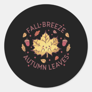 Fall Breeze Autumn Leaves Maple Leaf  Classic Round Sticker