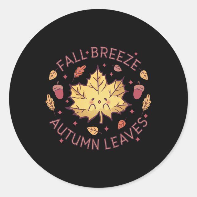 Fall Breeze Autumn Leaves Maple Leaf  Classic Round Sticker (Front)