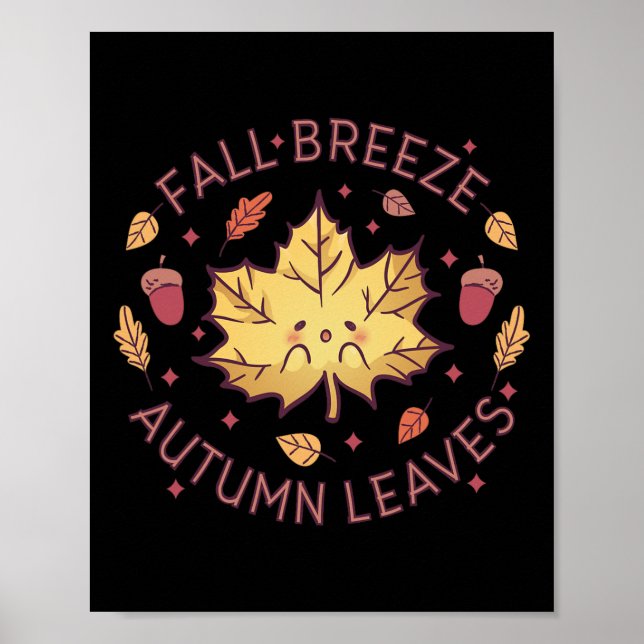 Fall Breeze Autumn Leaves Maple Leaf  Poster (Front)
