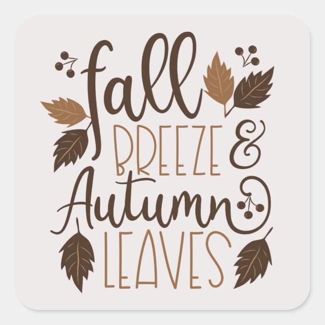 Fall Breeze Autumn Leaves Square Sticker (Front)