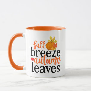 Fall Breeze Autumn Leaves Wordart Mug