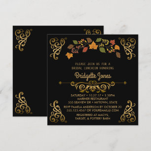 Fall Bridal Luncheon Elegant Gold Wedding Shower Invitation