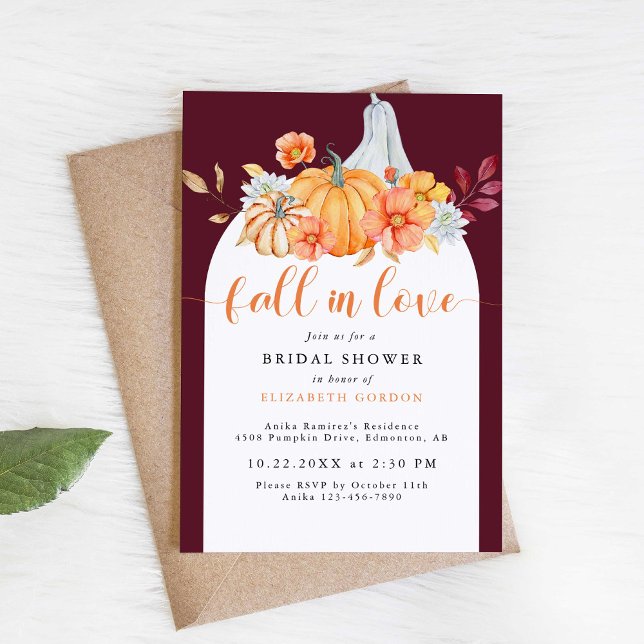 Fall Bridal Shower Autumn Pumpkin Fall in Love Invitation (Creator Uploaded)