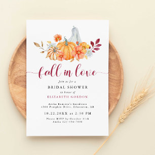 Fall Bridal Shower Autumn Pumpkin Fall in Love Invitation