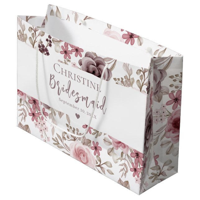 Fall Bridal Shower Bridesmaid Minimalist Large Gift Bag (Front Angled)