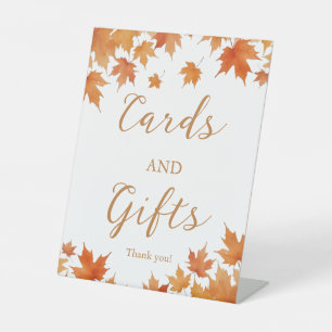 Fall Bridal Shower Cards and Gifts Pedestal Sign