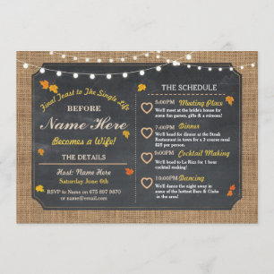 Fall Bridal Shower Chalk Itinerary Bachelorette Program