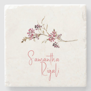 Fall Bridal Shower Favour – Botanical Berry Stone Coaster