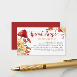  Fall Bridal Shower Floral Mushroom Recipe Request Enclosure Card