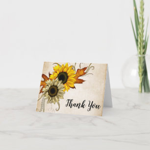 Fall Bridal Shower - Green & Golden Thank You Note Card