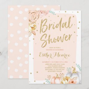 Fall Bridal Shower Invitation Blush Pink And Gold