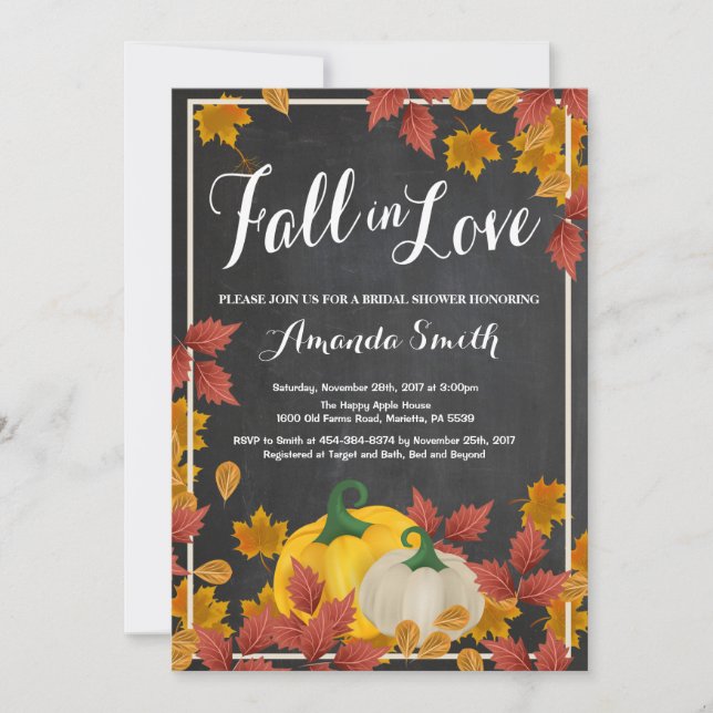 Fall Bridal Shower invitation Chalkboard (Front)