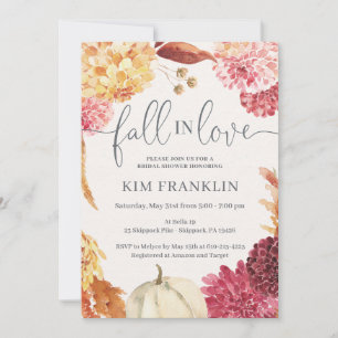 FALL Bridal Shower invitation, fall in love Announ Announcement