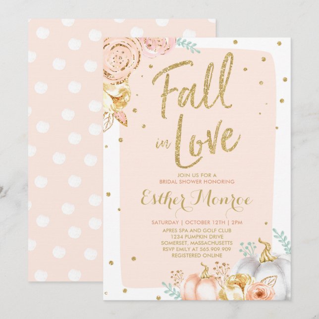 Fall Bridal Shower Invitation Fall In Love Shower (Front/Back)