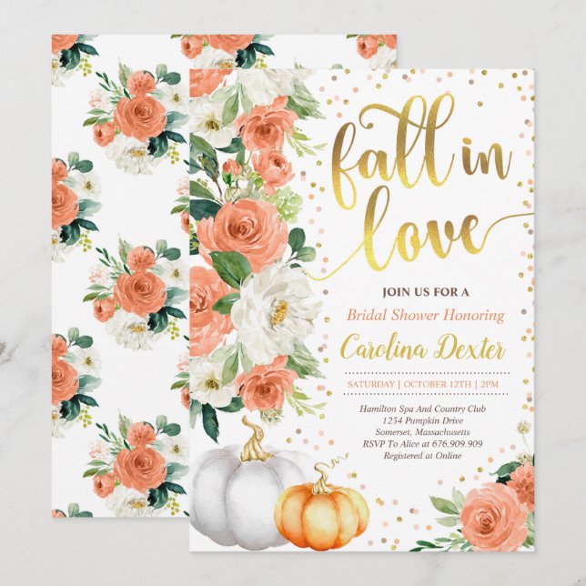 Fall Bridal Shower Invitation Fall In Love Shower (Front/Back)