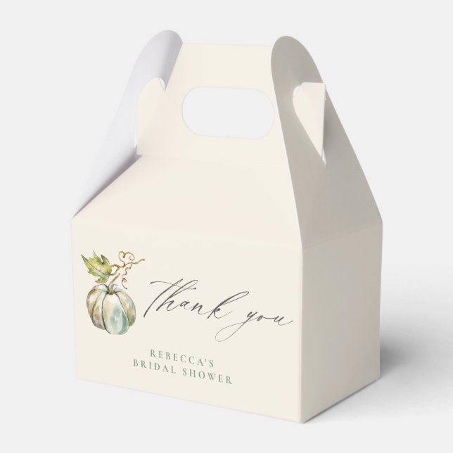 Fall Bridal Shower Pumpkin Calligraphy Thank You Favor Box (Front Side)