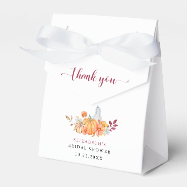 Fall Bridal Shower Pumpkin Script Thank You Favor Box (Front Side)