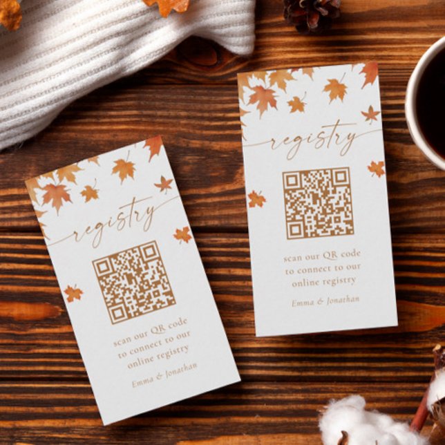 Fall Bridal Shower Registry QR Code Enclosure Card (Creator Uploaded)