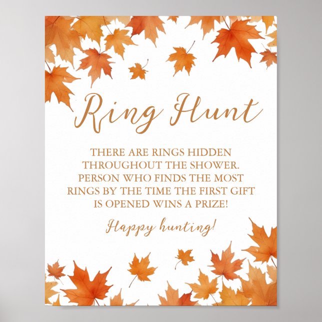 Fall Bridal Shower Ring Hunt Game Poster (Front)