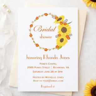 Fall Bridal Shower Sunflower Theme Invitation