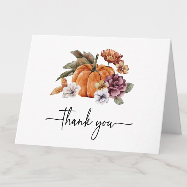 Fall Bridal Shower Thank You Card (Elegant Watercolor Fall Bridal Shower Thank You Card by Painted Paperie
)