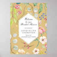 Fall Bridal Shower Welcome Pastel Floral n Foliage