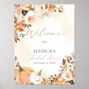 Fall bridal shower welcome sign, autumn shower poster