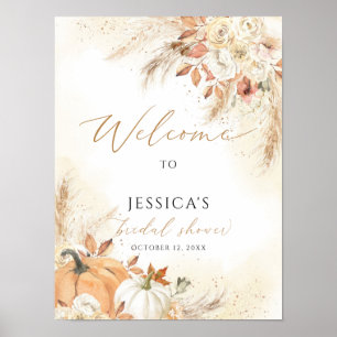 Fall bridal shower welcome sign, autumn shower poster
