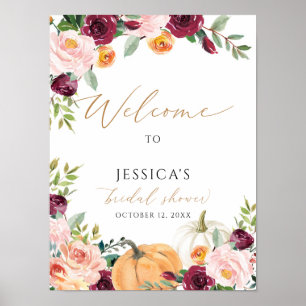 Fall bridal shower welcome sign, autumn shower poster