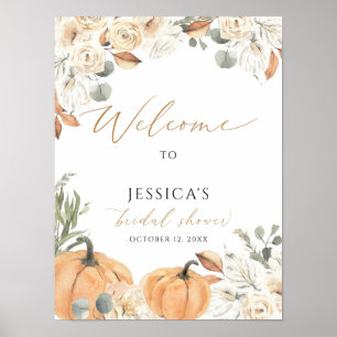 Fall bridal shower welcome sign, autumn shower poster