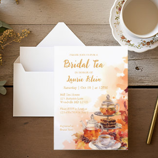 Fall Bridal Tea Party Elegant Shower Invitation