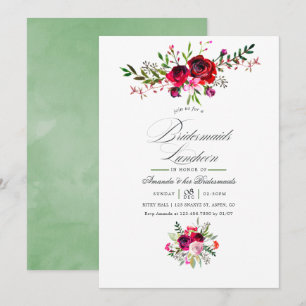 Fall Bridesmaids Luncheon Floral Invitation