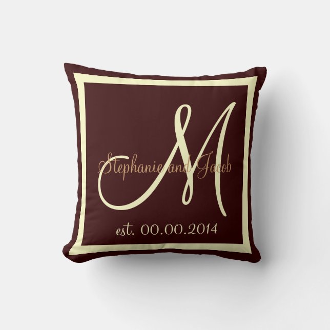 Fall Brown and Cream Wedding keepsake pillow (Front)