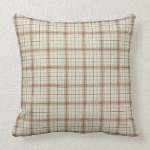Fall Brown and Mint Green Plaid Throw Pillow