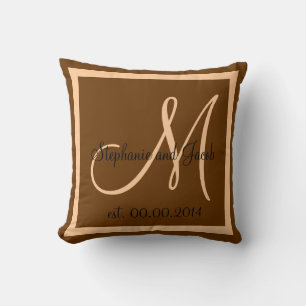 Fall Brown and Peach Pink Wedding keepsake pillow