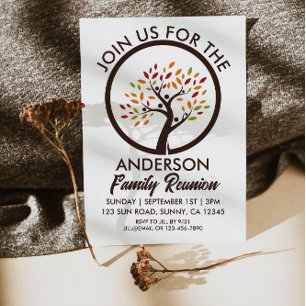 Fall Brown Family Reunion Family Tree Leaves   Invitation