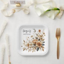 Fall Brown Floral Elegant Birthday Party