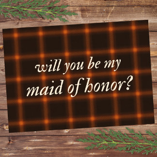 Fall Brown Orange Flannel Ever More Maid of Honour Card