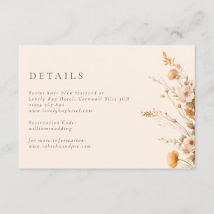 Fall Brown & Tan Wildflowers Wedding Enclosure Card