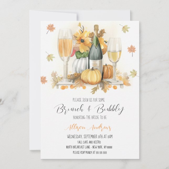 Fall Brunch Invitation, Brunch and Bubbly Invitation (Front)