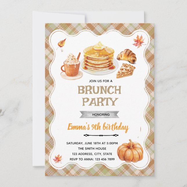 Fall brunch party invitation (Front)