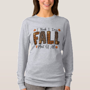 Fall Buffalo Plaid Leopard Print I Love Fall T-Shirt