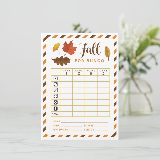 Fall Bunco card August September October Theme (Standing Front)