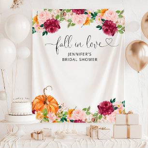 Fall burgudy fall in love bridal shower tapestry