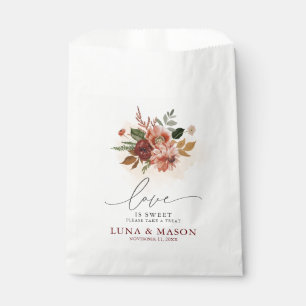 Fall Burgundy and Terracotta Floral Wedding Favour Bag