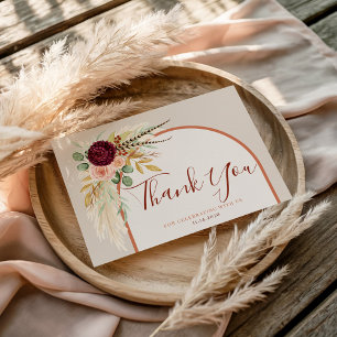 Fall Burgundy Eucalyptus Floral Bridal Shower Thank You Card